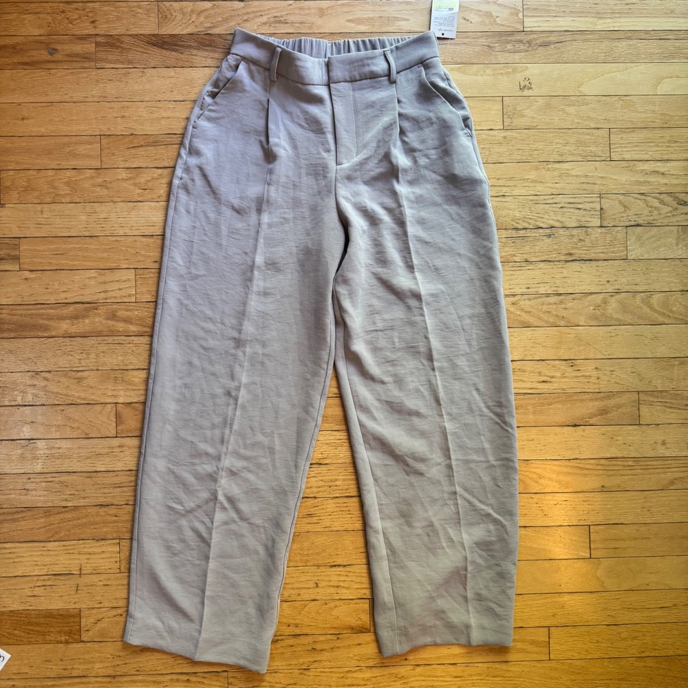 A New Day Women Taupe Gray High Rise Wide Leg Pleated‎ Trousers 6 Regular NWT
